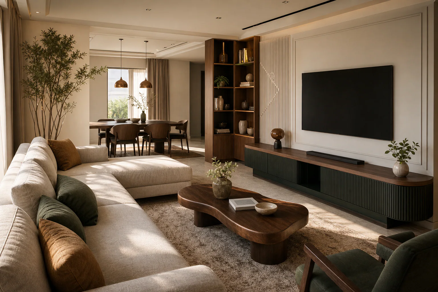 Living Room Media Wall — AI-assisted Living rooms concept